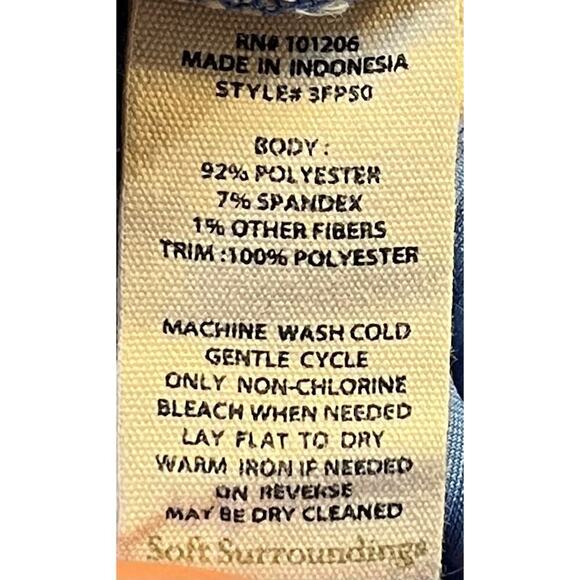 Soft Surroundings Shirt Women PXL Blue Textured Velvet Boyfriend Metallic Thread - Picture 10 of 11